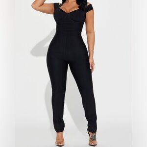 Fashion nova black bandage jumpsuit XL